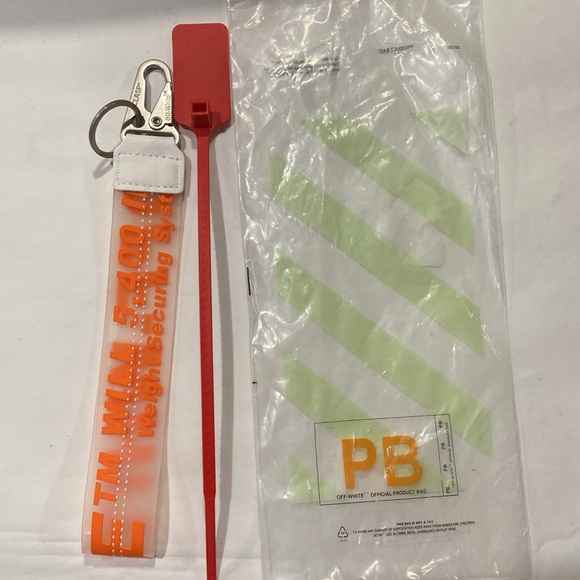 Off White Orange and White clasp Keychain with zip tie transparent white orange - Picture 3 of 5